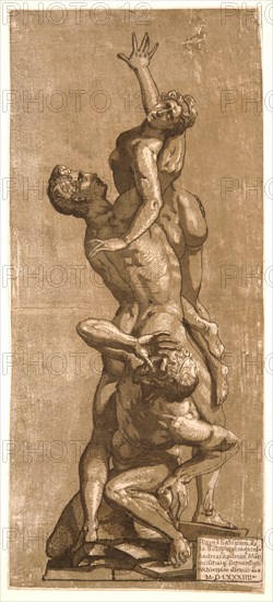 Andrea Andreani (Italian, 1558/1559 â€ì 1629) after Giovanni da Bologna (Italian, active second half of 14th century). Rape of the Sabines, ca. 1584. Chiaroscuro woodcut printed from three blocks in light brown, medium brown, and dark brown ink.