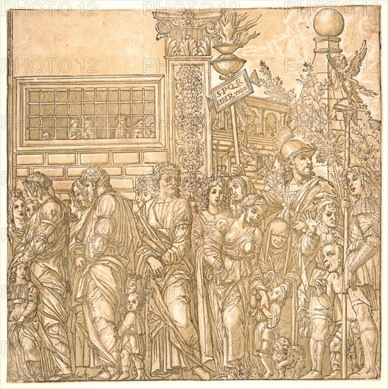 Andrea Andreani (Italian, 1558/1559 â€ì 1629) after Andrea Mantegna (Italian, ca. 1431 - 1506). The Captives, 1598. From The Triumph of Julius Caesar. Chiaroscuro woodcut. Image: 367 mm x 375 mm (14.45 in. x 14.76 in.).