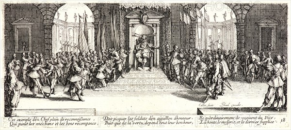 Jacques Callot (French, 1592 - 1635). Distribution of Pay (Distribution des Recompenses), 1633. From The Large Miseries of War (Les Grandes MisÃ¨res de la Guerre). Etching. Third state.