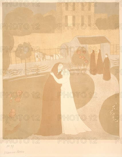 Maurice Denis (French, 1870 - 1943). The Visitation (La Visitation Ã  la Ville Montrouge), 1896. From L'Album des peintres-gravures. Lithograph printed in four colors (grey, yellow, brown, and green) on toned wove paper. Image: 370 mm x 310 mm (14.57 in. x 12.2 in.). Third of three states.