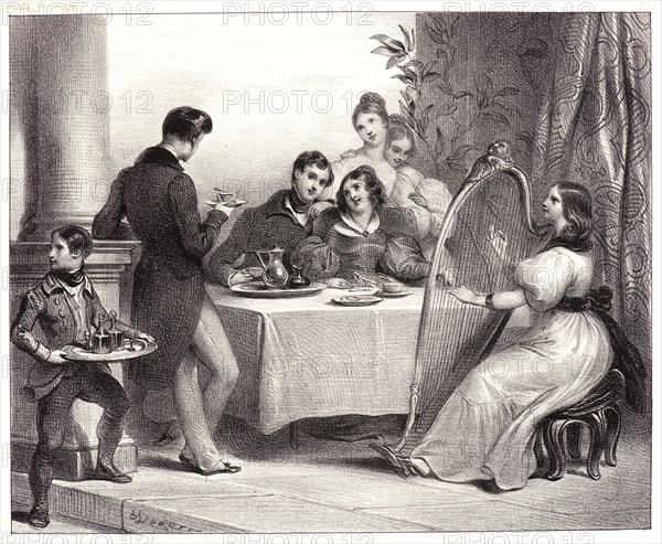 Achille Devéria (French, 1800 - 1857). Le Café, 19th century. Lithograph.