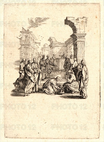 Jacques Callot (French, 1592 - 1635). Christ Washing the Apostles' Feet (Le lavement des pieds), 1624. From The Small Passion. Etching and engraving.
