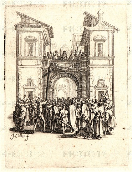 Jacques Callot (French, 1592 - 1635). The Presentation to the People (La présentation au peuple), 1624. From The Small Passion. Etching and engraving.