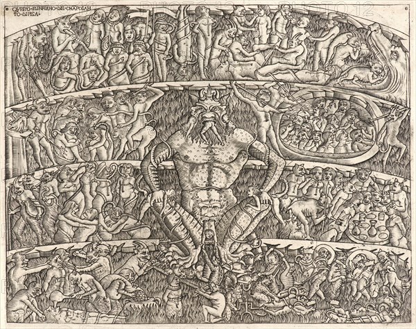 Anonymous (Italian). The Inferno According to Dante, ca. 1460-1480. Engraving on thin laid paper. Plate: 225 mm x 283 mm (8.86 in. x 11.14 in.).