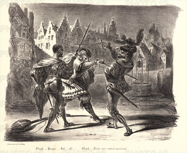 EugÃ¨ne Delacroix (French, 1798 - 1863). Duel of Faust and Valentin (Duel de Faust et de Valentin), 1828. From Faust. Lithograph. Fourth of six states.
