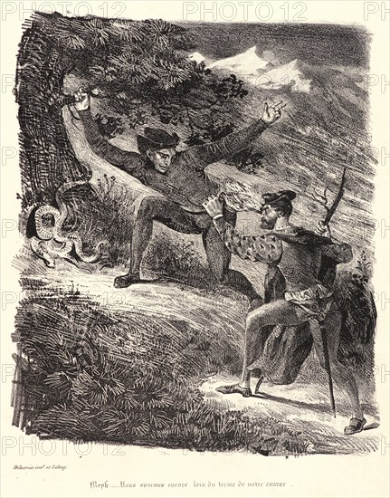 EugÃ¨ne Delacroix (French, 1798 - 1863). Faust and Mephistopheles in the Hartz Mountains (Faust et MéphistophélÃ¨s dans les montagnes du Hartz), 1828. From Faust. Lithograph. Fourth of seven states.