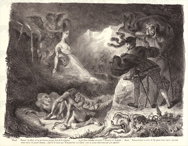 EugÃ¨ne Delacroix (French, 1798 - 1863). Margueriteâ€ôs Shadow Appearing to Faust (Lâ€ôombre de Marguerite apparaissant Ã  Faust), 1828. From Faust. Lithograph. Fifth of six states.