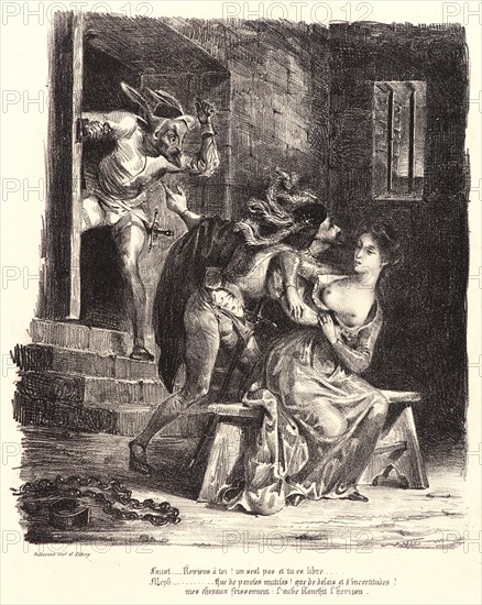 EugÃ¨ne Delacroix (French, 1798 - 1863). Faust in Margueriteâ€ôs Prison (Faust dans la prison de Marguerite), 1828. From Faust. Lithograph. Fourth of seven states.