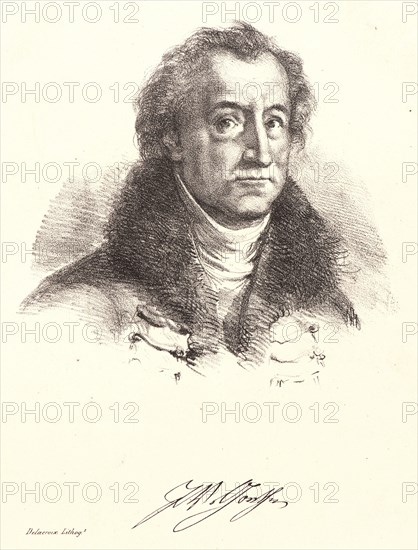 EugÃ¨ne Delacroix (French, 1798 - 1863). Portrait of Goethe, 1828. From Faust. Lithograph. Third of four states.