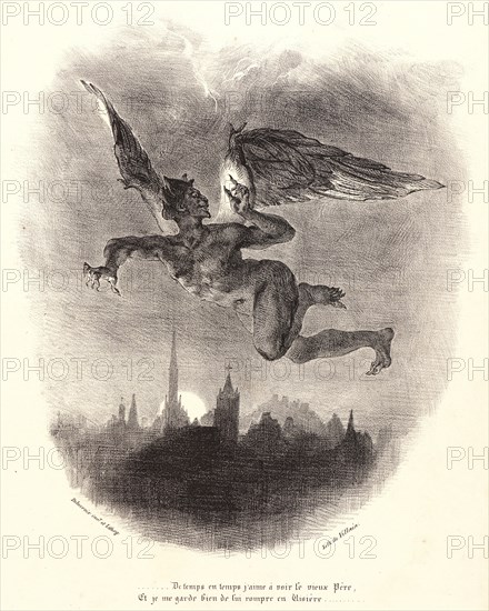 EugÃ¨ne Delacroix (French, 1798 - 1863). Mephistopheles in the Air (MéphistophélÃ¨s dans les airs), 1828. From Faust. Lithograph. Third of five states.