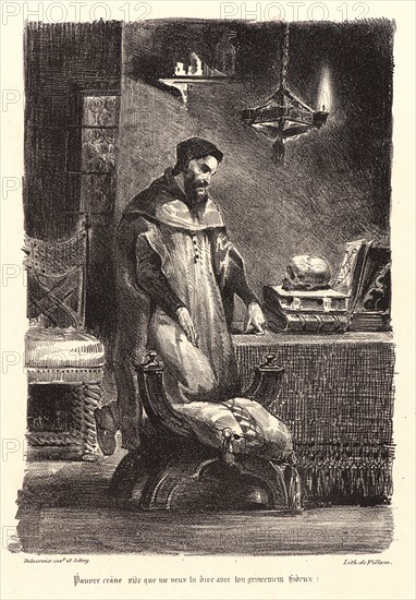 EugÃ¨ne Delacroix (French, 1798 - 1863). Faust in His Study (Faust dans son cabinet), 1828. From Faust. Lithograph. Fifth of eight states.