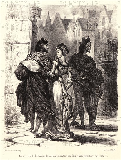 EugÃ¨ne Delacroix (French, 1798 - 1863). Faust Trying to Seduce Marguerite (Faust cherchant Ã  séduire Marguerite), 1828. From Faust. Lithograph. Third of six states.