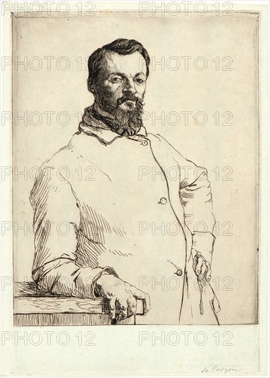 Félix Bracquemond (French, 1833 - 1914). Portrait of Alfred de Curzon. Etching.