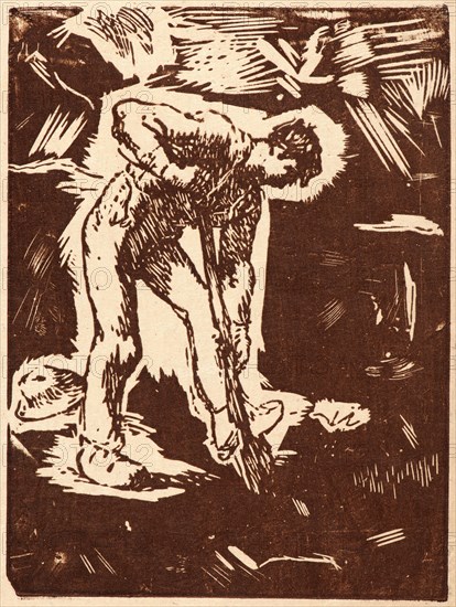Jean-FranÃ§ois Millet (French, 1814 - 1875). Peasant Digging (BÃªcheur au travail), ca. 1863. Woodcut printed in brown on soft laid paper. Image: 143 mm x 106 mm (5.63 in. x 4.17 in.) (sheet dimensions are irregular). First of two states (lower left corner block either not inked or cut away).