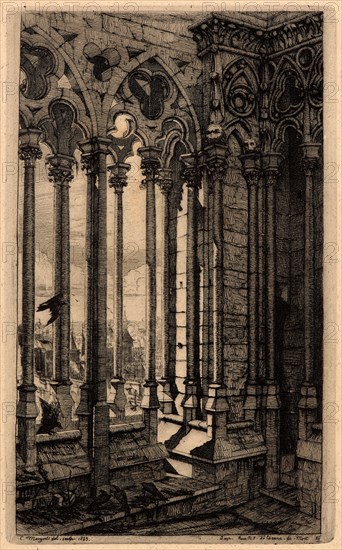 Charles Meryon (French, 1821 - 1868). La Galerie de Notre Dame, 1853. Etching. Third of five states.