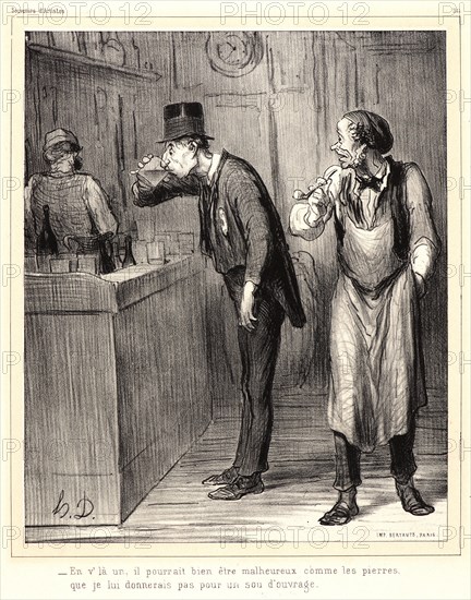 Honoré Daumier (French, 1808 - 1879). En v'lÃ  un, il pourrait bien Ãªtre malheureux, 1862. From Souvenirs d'Artistes. Lithograph on white wove paper. Image: 260 mm x 218 mm (10.24 in. x 8.58 in.). Third of three states.