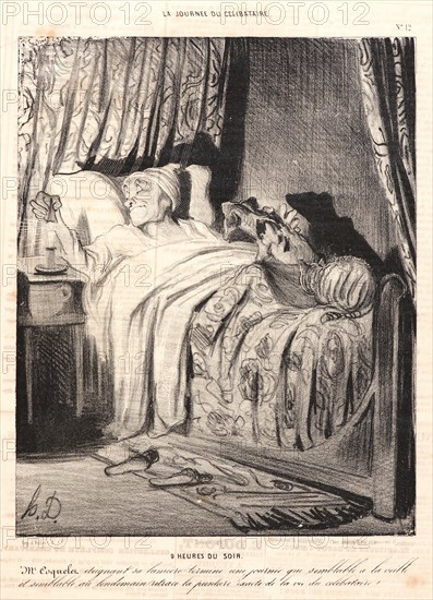 Honoré Daumier (French, 1808 - 1879). 9 Heures du Soir, 1839. Lithograph on newsprint paper. Image: 249 mm x 197 mm (9.8 in. x 7.76 in.). Second state.