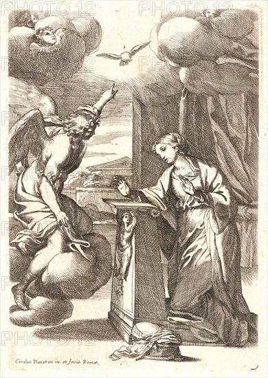 Carlo Maratti (Italian, 1625 - 1713). The Annunciation, . Etching.