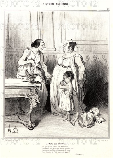 Honoré Daumier (French, 1808 - 1879). La MÃ¨re des Gracques, 1842. From Histoire Ancienne. Lithograph on white wove paper. Image: 240 mm x 198 mm (9.45 in. x 7.8 in.). Fourth of four states.