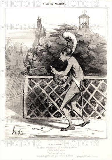 Honoré Daumier (French, 1808 - 1879). Le fil d'Ariane, 1842. From Histoire Ancienne. Lithograph on white wove paper. Image: 258 mm x 202 mm (10.16 in. x 7.95 in.) (image dimensions are for composition). Second of three states.