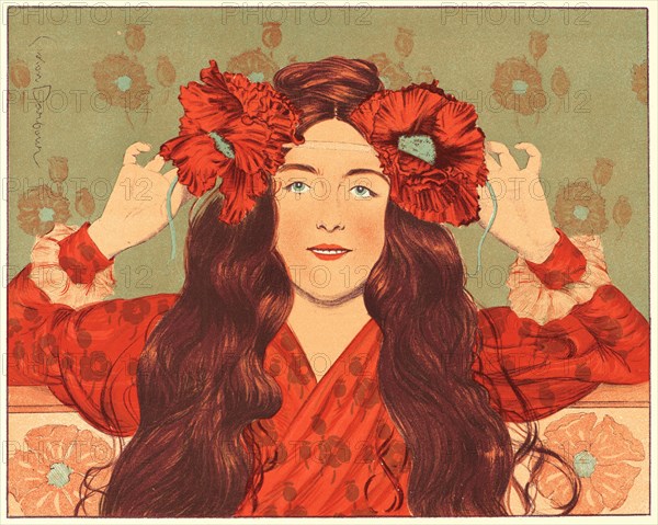 G. Darbour (French, active 19th century). Jeune Fille aux Coquelicots, ca. 1897. Color lithograph on wove paper. Sheet: 405 mm x 308 mm (15.94 in. x 12.13 in.).