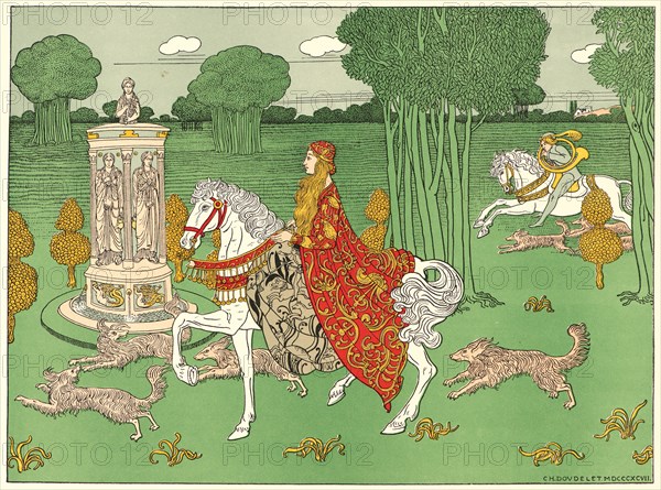 Charles Doudelet (Belgian, 1861 - 1938). La ChÃ¢teleine, 1897. Color lithograph on wove paper. Sheet: 405 mm x 308 mm (15.94 in. x 12.13 in.).