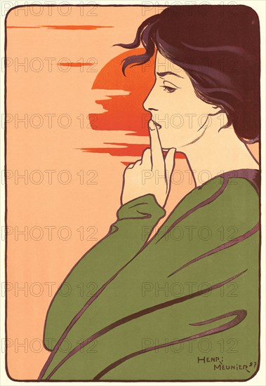 Henri Georges Jean Isidore Meunier (Belgian, 1873 - 1922). L'Heure du Silence, 1897. Color lithograph on wove paper. Sheet: 405 mm x 308 mm (15.94 in. x 12.13 in.).