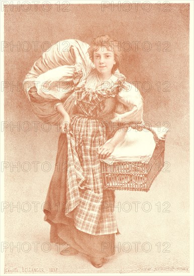 Camille Félix Bellanger (French, 1853 - 1923). The Laundress (La Blanchisseuse), 1897. Color lithograph on wove paper. Sheet: 405 mm x 308 mm (15.94 in. x 12.13 in.).