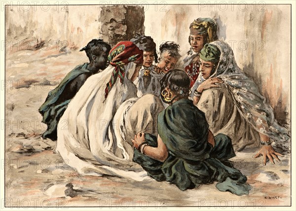 Etienne Dinet (French, 1861 - 1929). Jeux de Fillettes Ã  Laghouat, ca. 1898. Collotype on wove paper. Sheet: 405 mm x 308 mm (15.94 in. x 12.13 in.).