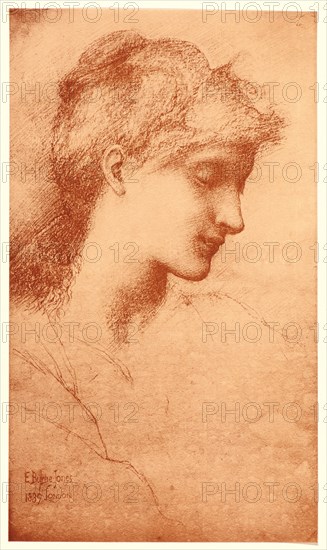 Edward Burne-Jones (British (English), 1833 - 1898). Beauty, 1889. Collotype from red-chalk drawing on wove paper. Sheet: 405 mm x 308 mm (15.94 in. x 12.13 in.).