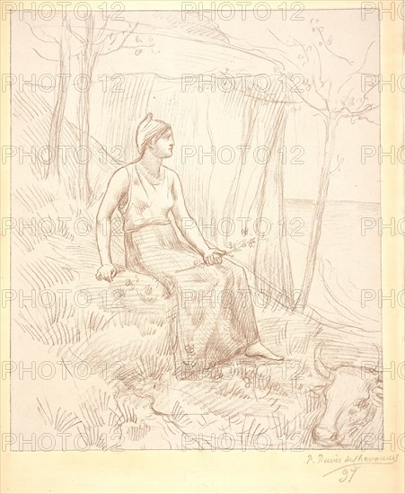 Pierre Puvis de Chavannes (French, 1824 - 1898). Normandie, 1893. From L'Estampe originale. Lithograph.
