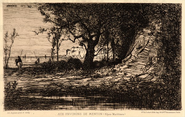 Adolphe Appian (French, 1818 - 1898). Near Menton (Aux Environs de Menton, Alpes Maritimes), 1879. Etching.