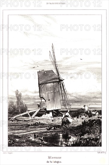 Jules Dupré (French, 1811 - 1889). Mill in the Sologne (Moulin de la Sologne), 1835. Lithograph on wove paper. Image: 197 mm x 140 mm (7.76 in. x 5.51 in.). First of three states, with letters.
