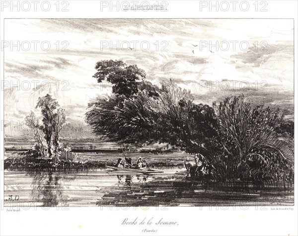 Jules Dupré (French, 1811 - 1889). Banks of the Somme (Picardy), 1836. Lithograph on wove paper. Image: 137 mm x 212 mm (5.39 in. x 8.35 in.). First of two states, with letters.
