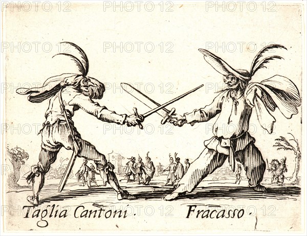 Jacques Callot (French, 1592 - 1635). Taglia Cantoni and Fracasso, 1622 and later. From Balli di Sfessania. Etching. First of two states.