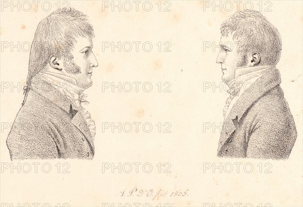 Duc de Montpensier (French, 1775 - 1807). Portraits of Louis-Philippe, Duc d'Orleans and Antoine-Philippe d'Orleans, 1805. Lithograph.
