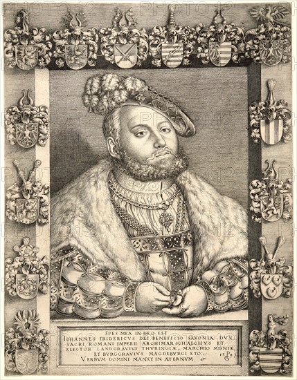 Georg Pencz (German, ca. 1500-1550). Portrait of John Frederick the Magnanimous, Duke of Saxony, 1543. Engraving.