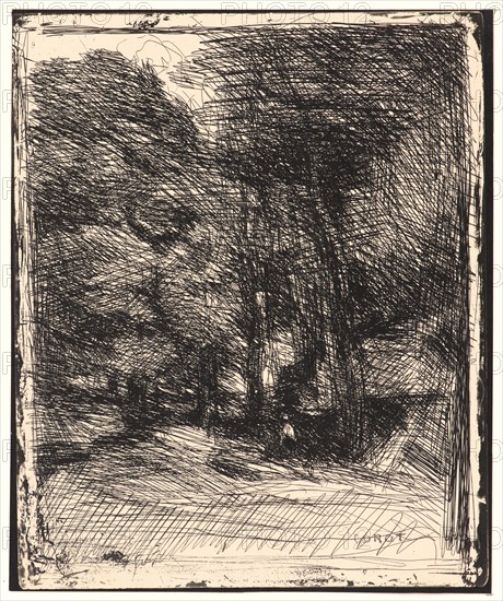 Jean-Baptiste-Camille Corot (French, 1796 - 1875). Souvenir du Bas Breau, 1857. From Quarante Clichés-Glace. Cliché-verre.