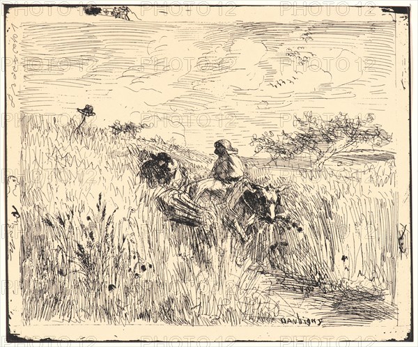 Charles FranÃ§ois Daubigny (French, 1817 - 1878). Sentier dans les Blés, 1862. From Quarante Clichés-Glace. Cliché-verre.