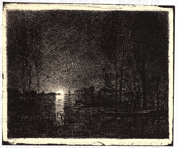 Charles FranÃ§ois Daubigny (French, 1817 - 1878). Effet de Nuit, 1862. From Quarante Clichés-Glace. Cliché-verre.