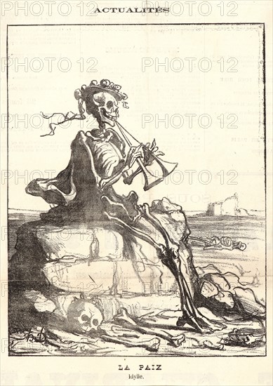 Honoré Daumier (French, 1808 - 1879). La Paixâ€îIdylle, 1871. From Actualités. Lithograph on newsprint paper. Image: 233 mm x 182 mm (9.17 in. x 7.17 in.). Second of two states.