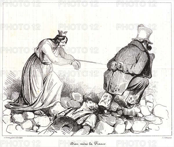 Honoré Daumier (French, 1808 - 1879). Dieu MÃ¨ne la France, 1834. Pen lithograph on newsprint paper. Image: 207 mm x 264 mm (8.15 in. x 10.39 in.). Second state.