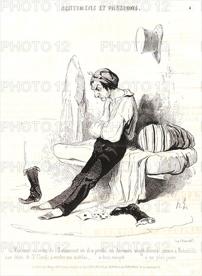 Honoré Daumier (French, 1808 - 1879). Ce Monsieur, au sortir de l'Estaminet..., 1841. From Sentimens et Passions. Pen lithograph on newsprint paper. Image: 210 mm x 186 mm (8.27 in. x 7.32 in.) (image dimensions are for composition). Second state.