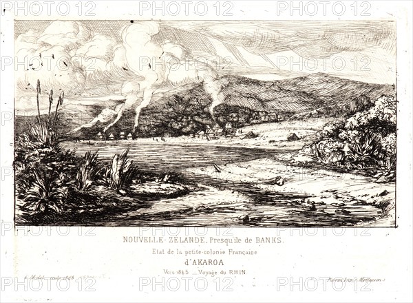 Charles Meryon (French, 1821 - 1868). The Little French Colony at Akaroa (Ãâtat de la Petite Colonie Francise d'Akaroa), 1845. Etching. Fifth of five states.