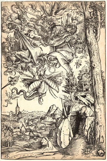 Lucas Cranach the Elder (German, 1472-1553). Temptation of St. Anthony, 1506. Woodcut. Second of two states.