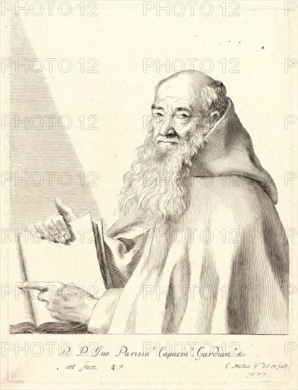 Claude Mellan (French, 1598 - 1688). Father Yves (Le PÃ¨re Yves), 1677. Engraving.