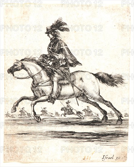 Stefano Della Bella (Italian, 1610 - 1664). Mousquetaire Ã  cheval, 1642-1645. From Divers exercises des cavaliers. Etching on laid paper. Only state.