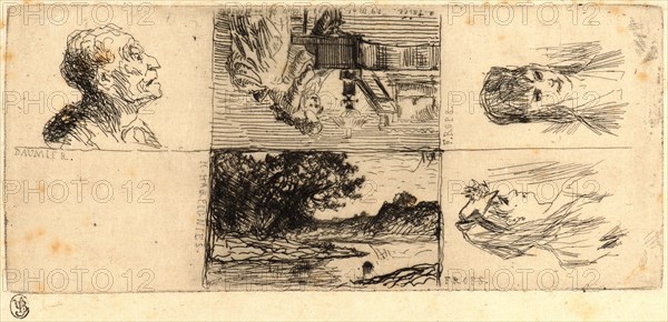 Honoré Daumier (French, 1808 - 1879). Profile of an Old Man (Essai d'eau forte), ca. 1870. Etching on Japan paper. Plate: 100 mm x 225 mm (3.94 in. x 8.86 in.). Only state.