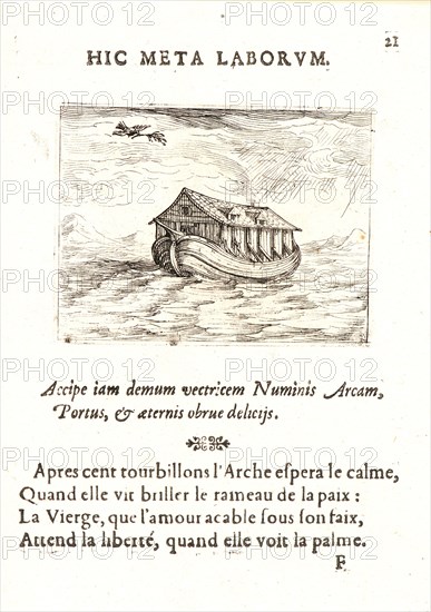 Jacques Callot (French, 1592 - 1635). Noah's Ark (L'Arche de Noe), 17th century. From The Life of the Virgin in Emblems (La Vie de la MÃ¨re de Dieu représentée par des. Etching. First of two states.