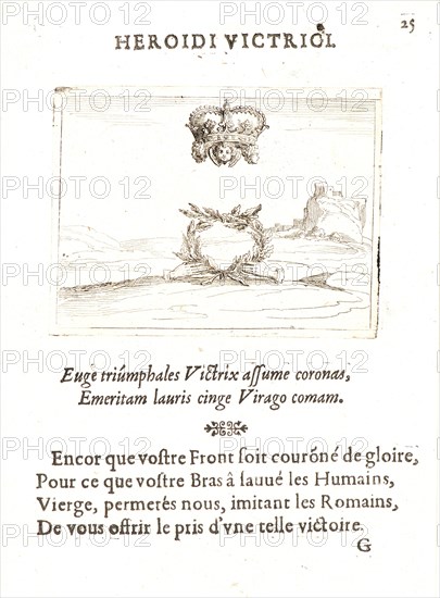 Jacques Callot (French, 1592 - 1635). Les Deux Couronnes, 17th century. From The Life of the Virgin in Emblems (La Vie de la MÃ¨re de Dieu représentée par des. Etching. First of two states.